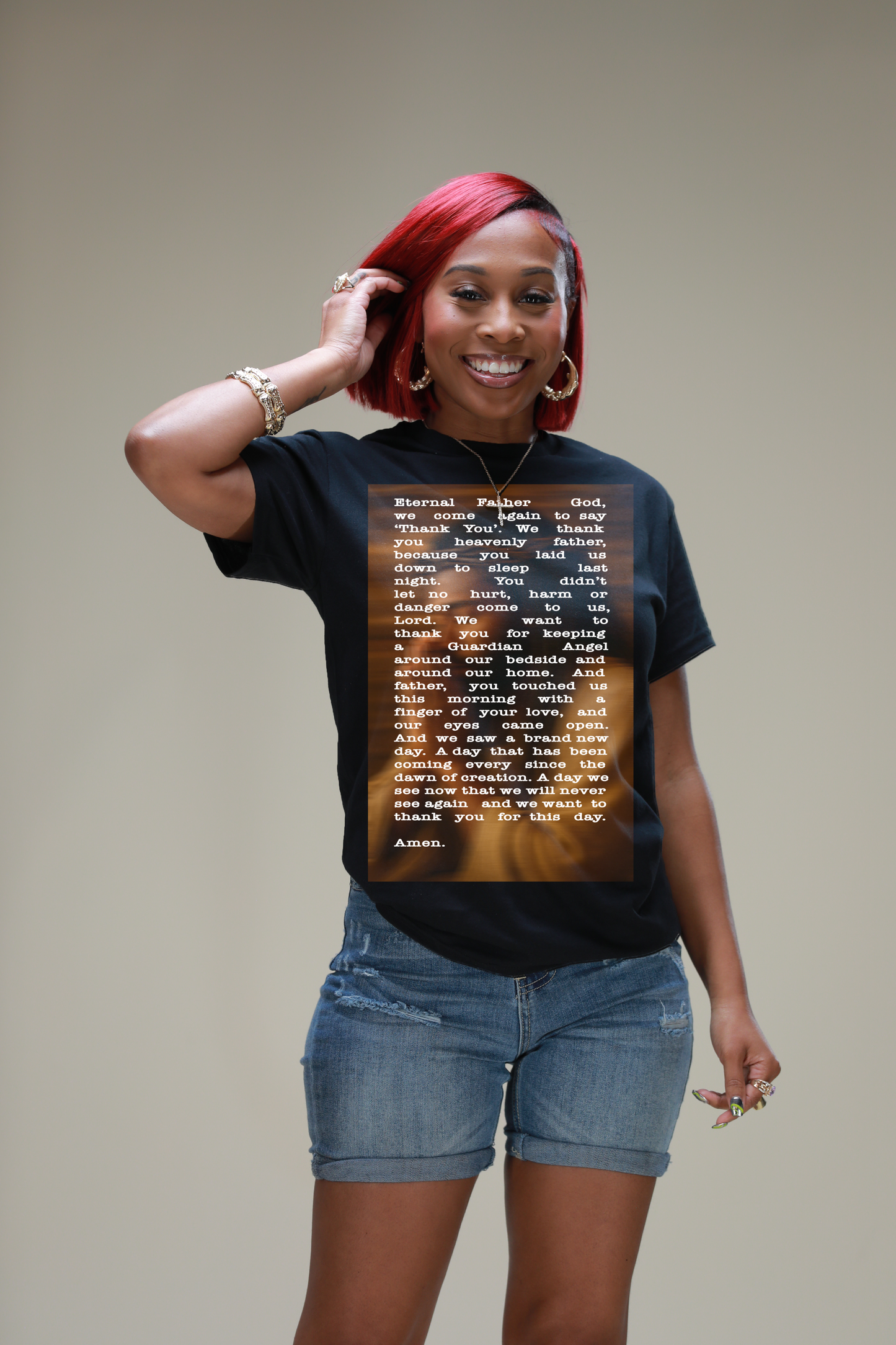 JESUS GRAPHIC | DAILY PRAYER OVERLAY TEE (BLACK/WHITE/BROWN/TAN)
